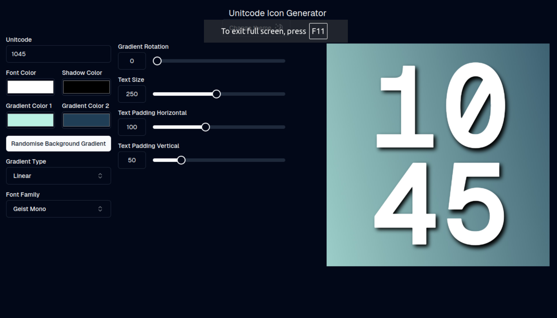 Unitcode Icon Generator